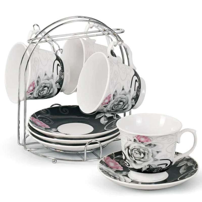 Porcelain Tea Set with Metal Stand
